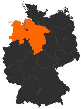 Karte: Niedersachsen auf der Deutschlandkarte
