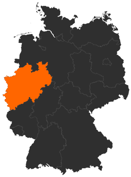 Karte: Nordrhein-Westfalen auf der Deutschlandkarte