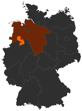 Landkreis Osnabrück auf der Deutschlandkarte