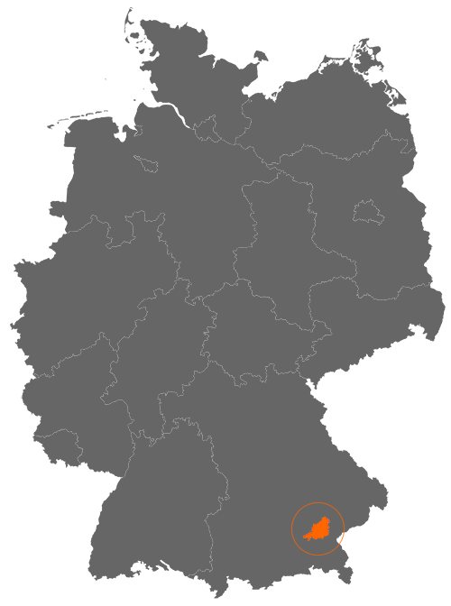 Landkreis Mühldorf am Inn auf der Deutschlandkarte