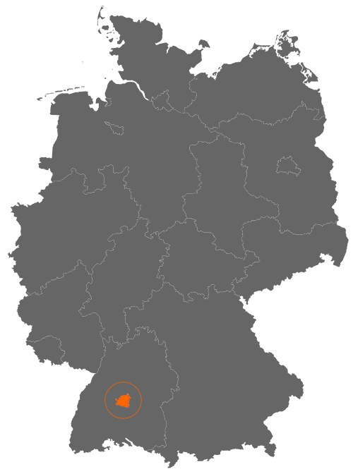 Landkreis Tübingen auf der Deutschlandkarte