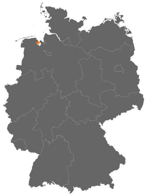 Wilhelmshaven auf der Deutschlandkarte
