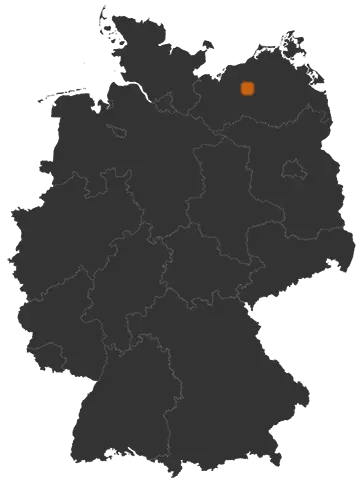 Güstrow auf der Kreiskarte