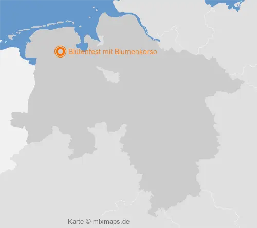 Karte Niedersachsen: Blütenfest mit Blumenkorso, Wiesmoor